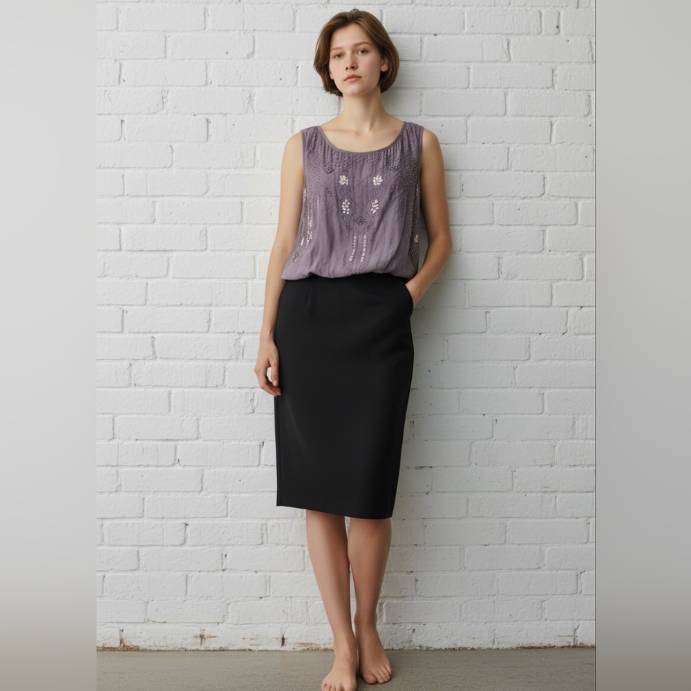 Suzi Chin for Maggy Boutique Dress Shift Black Plum Embellished Summer Chic